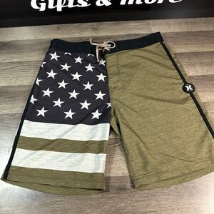 Hurley Black and Olive Star Shorts